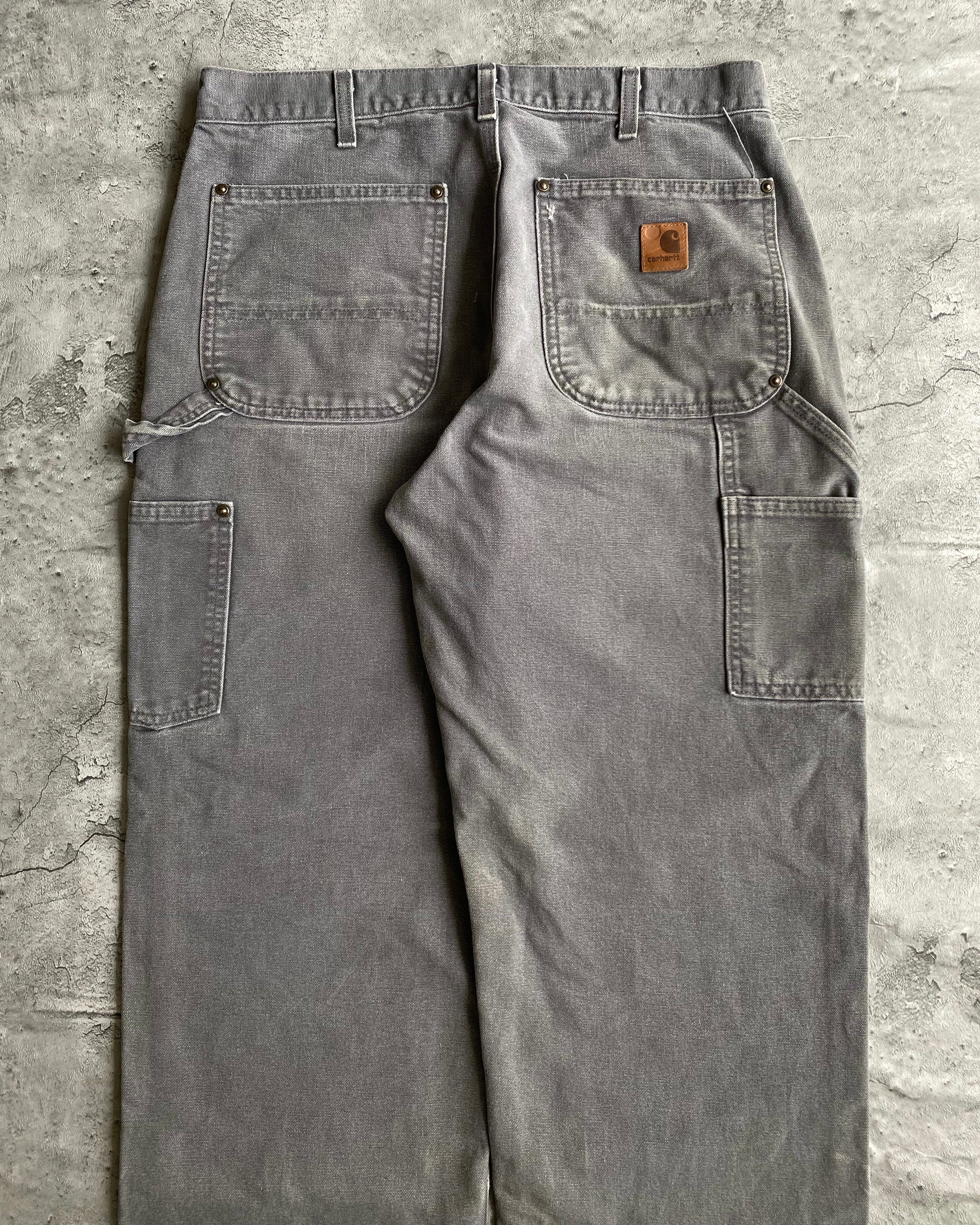 1990S FADED GREY CARHARTT DOUBLE KNEE PANTS (32X32)