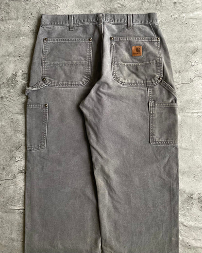 1990S FADED GREY CARHARTT DOUBLE KNEE PANTS (32X32)