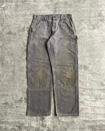 1990S FADED GREY CARHARTT DOUBLE KNEE PANTS (32X32)