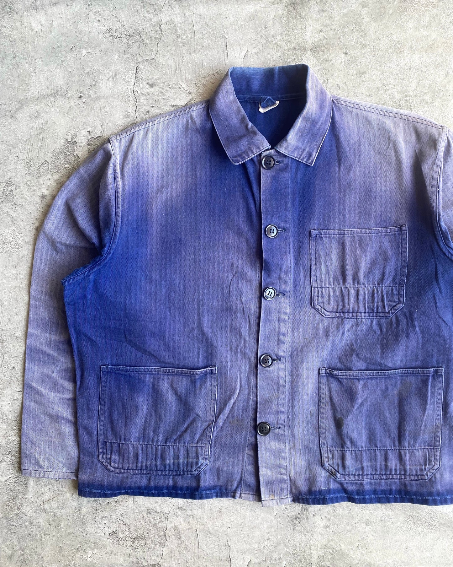 1960S SUN FADED CROPPED HBT FRENCH CHORE JACKET (S-L)