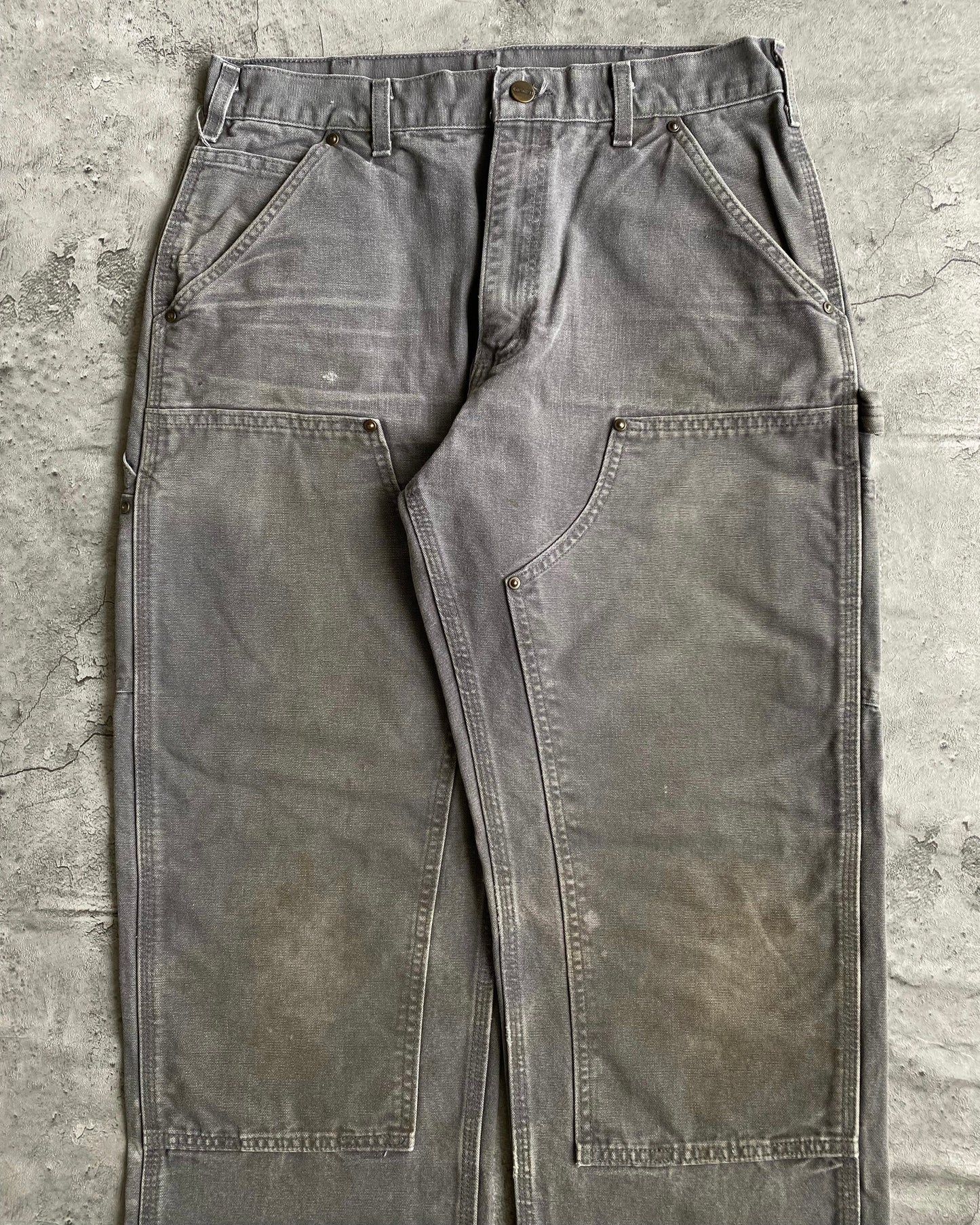 1990S FADED GREY CARHARTT DOUBLE KNEE PANTS (32X32)