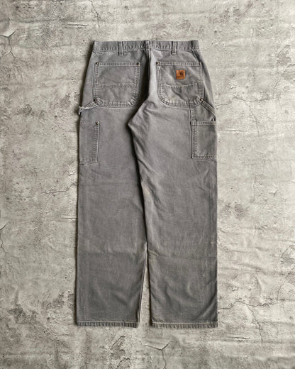 1990S FADED GREY CARHARTT DOUBLE KNEE PANTS (32X32)