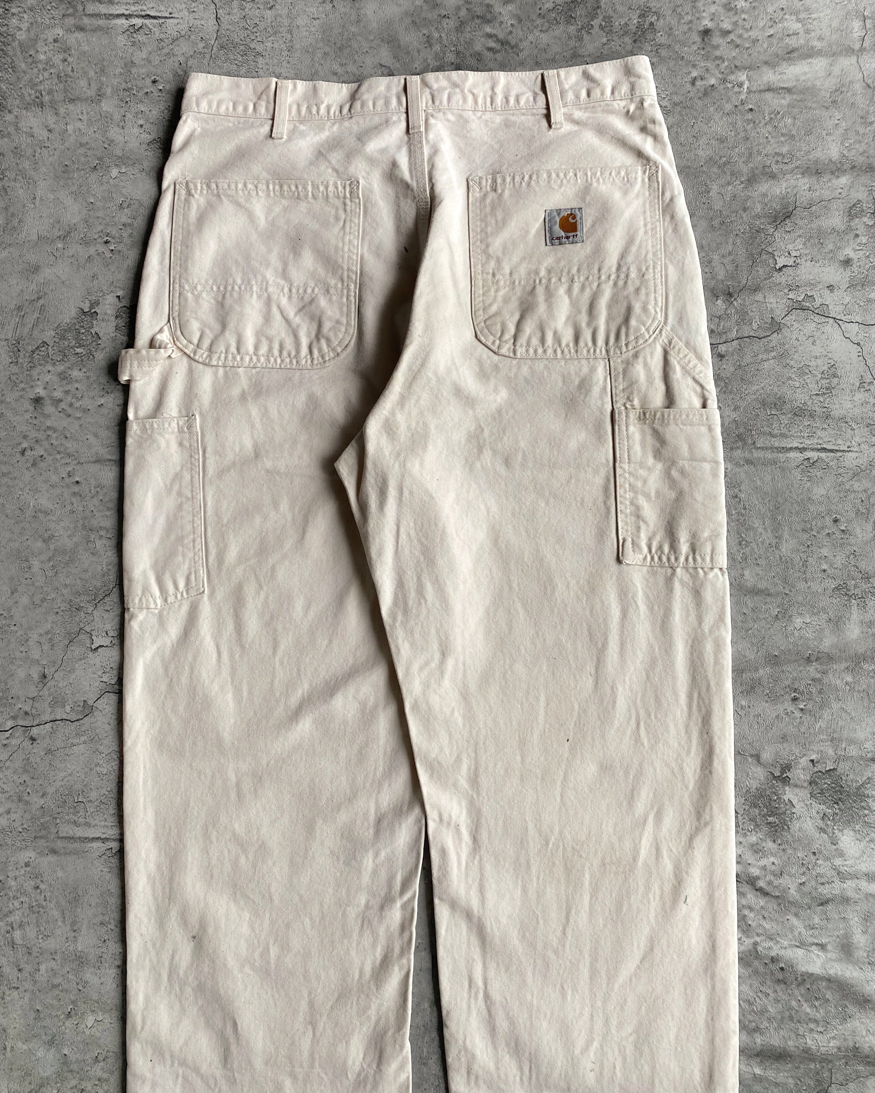 1990S WHITE PAINTED CARHARTT DOUBLE KNEE PANTS (34X34)
