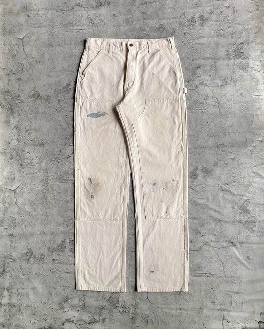 1990S WHITE PAINTED CARHARTT DOUBLE KNEE PANTS (34X34)