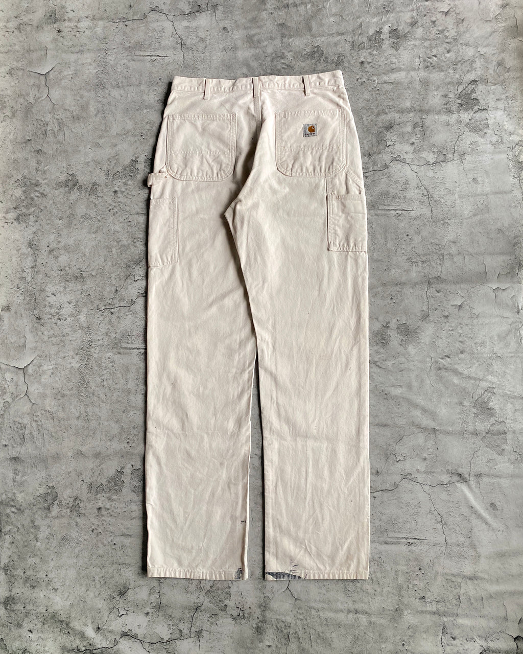 1990S WHITE PAINTED CARHARTT DOUBLE KNEE PANTS (34X34)