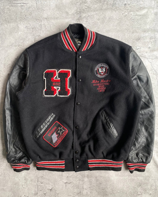 1980S 'HARDING' LEATHER SLEEVES VARSITY JACKET (L)