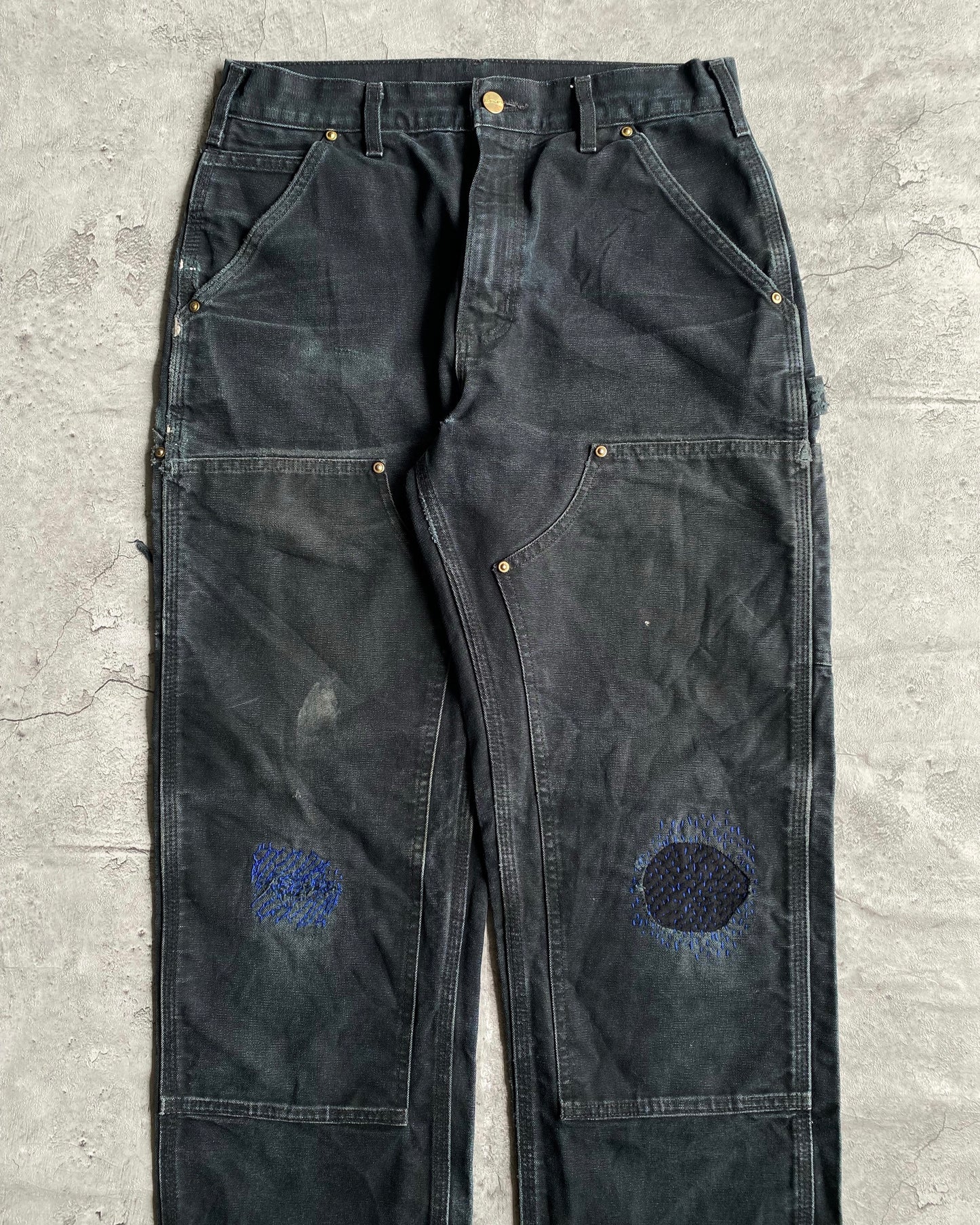 1990S CARHARTT DOUBLE KNEE SASHIKO REPAIRED PANTS (30X30)