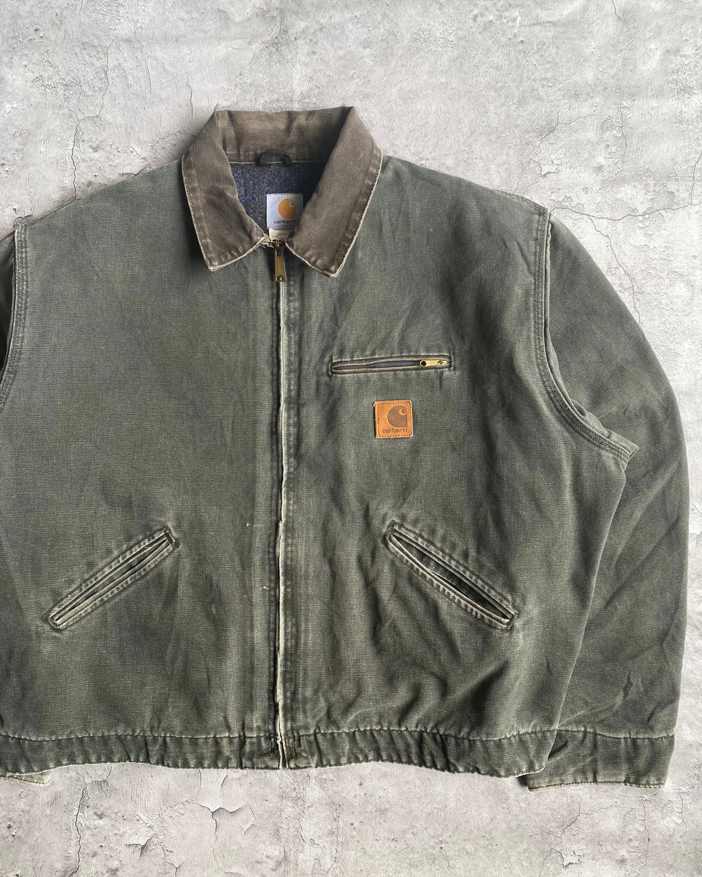 1980S GREEN/GREY CARHARTT DETROIT JACKET (XL/XXL)