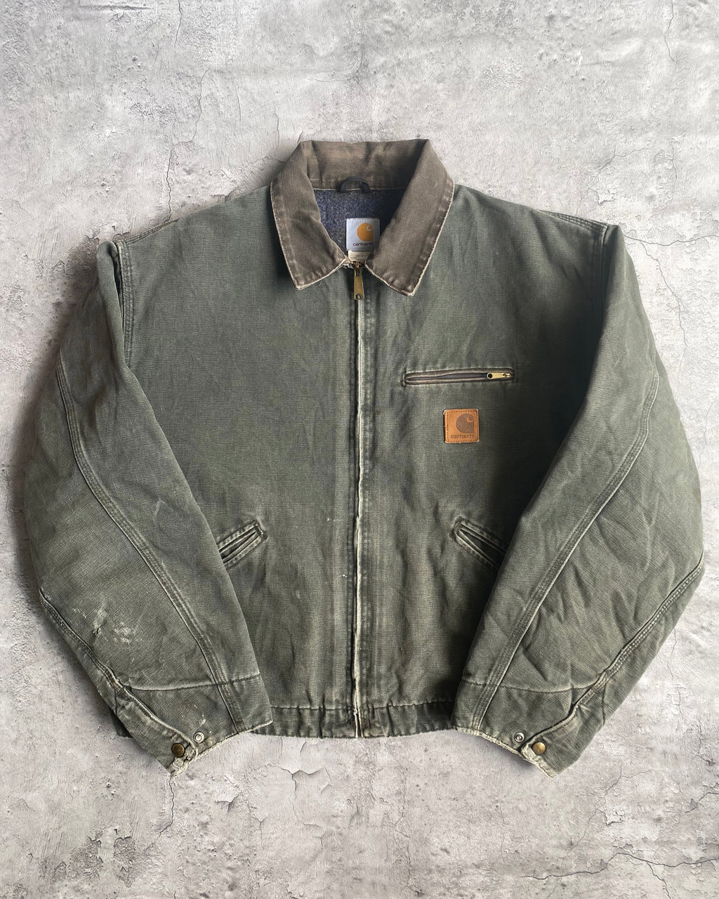 1980S GREEN/GREY CARHARTT DETROIT JACKET (XL/XXL)