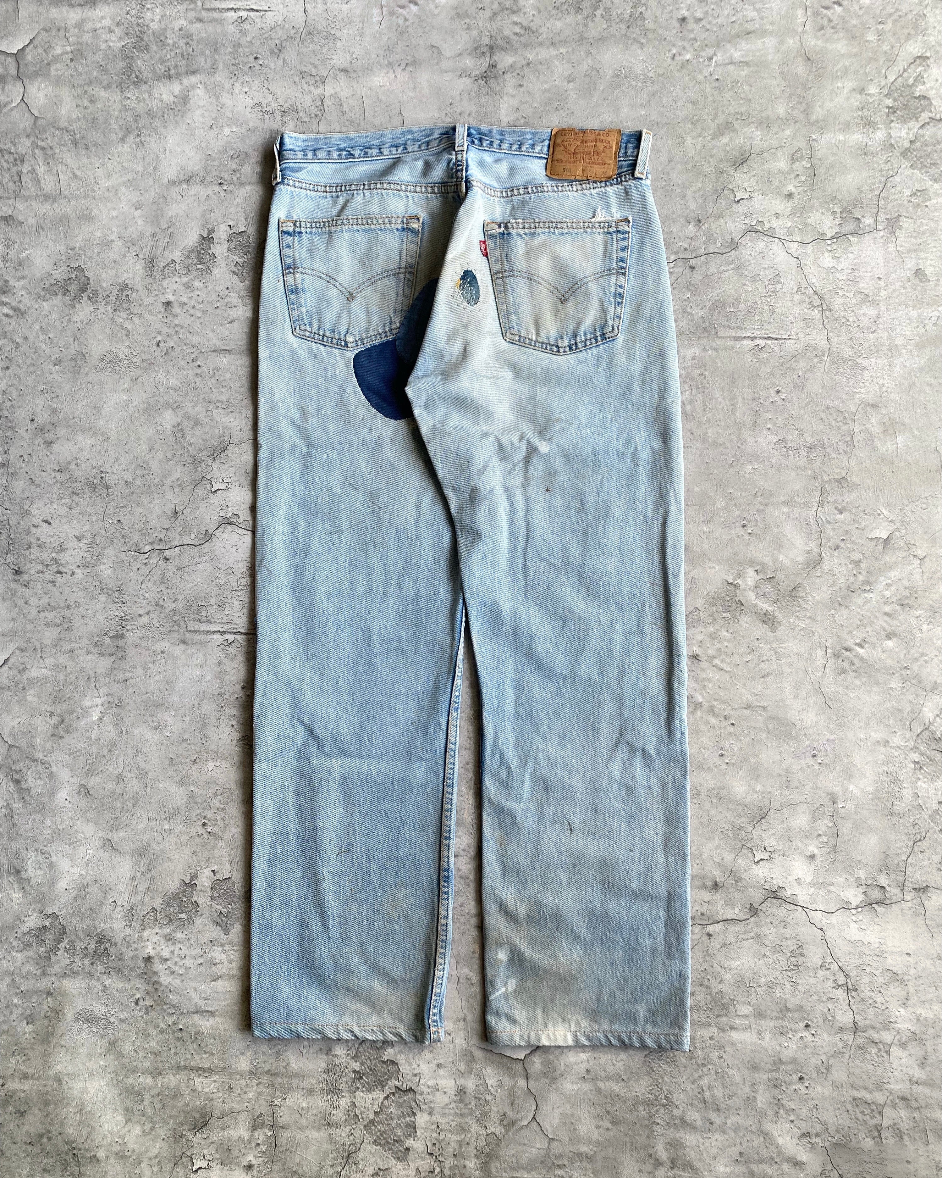 1990S FADED WASHED LEVI'S 501 PATCHED JEANS (34X34)