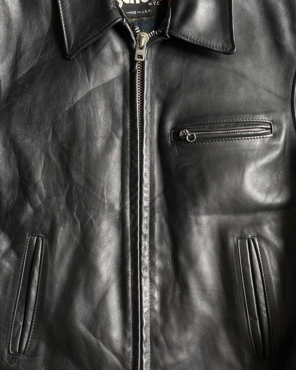 1970S SCHOTT LEATHER CAFE RACER JACKET (M)