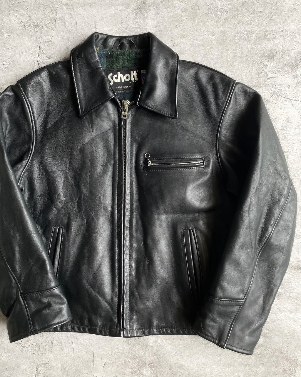 1970S SCHOTT LEATHER CAFE RACER JACKET (M)