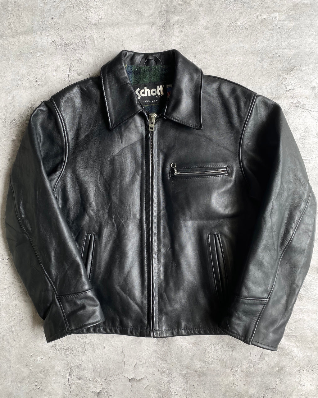 1970S SCHOTT LEATHER CAFE RACER JACKET (M)