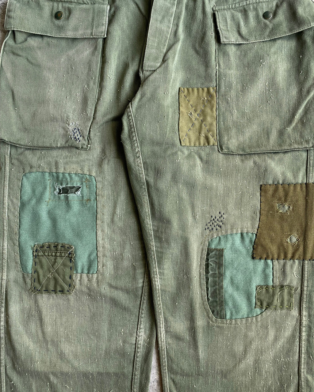 1970S FRANCE ARMY PATCHED WORK TROUSERS (36x28)