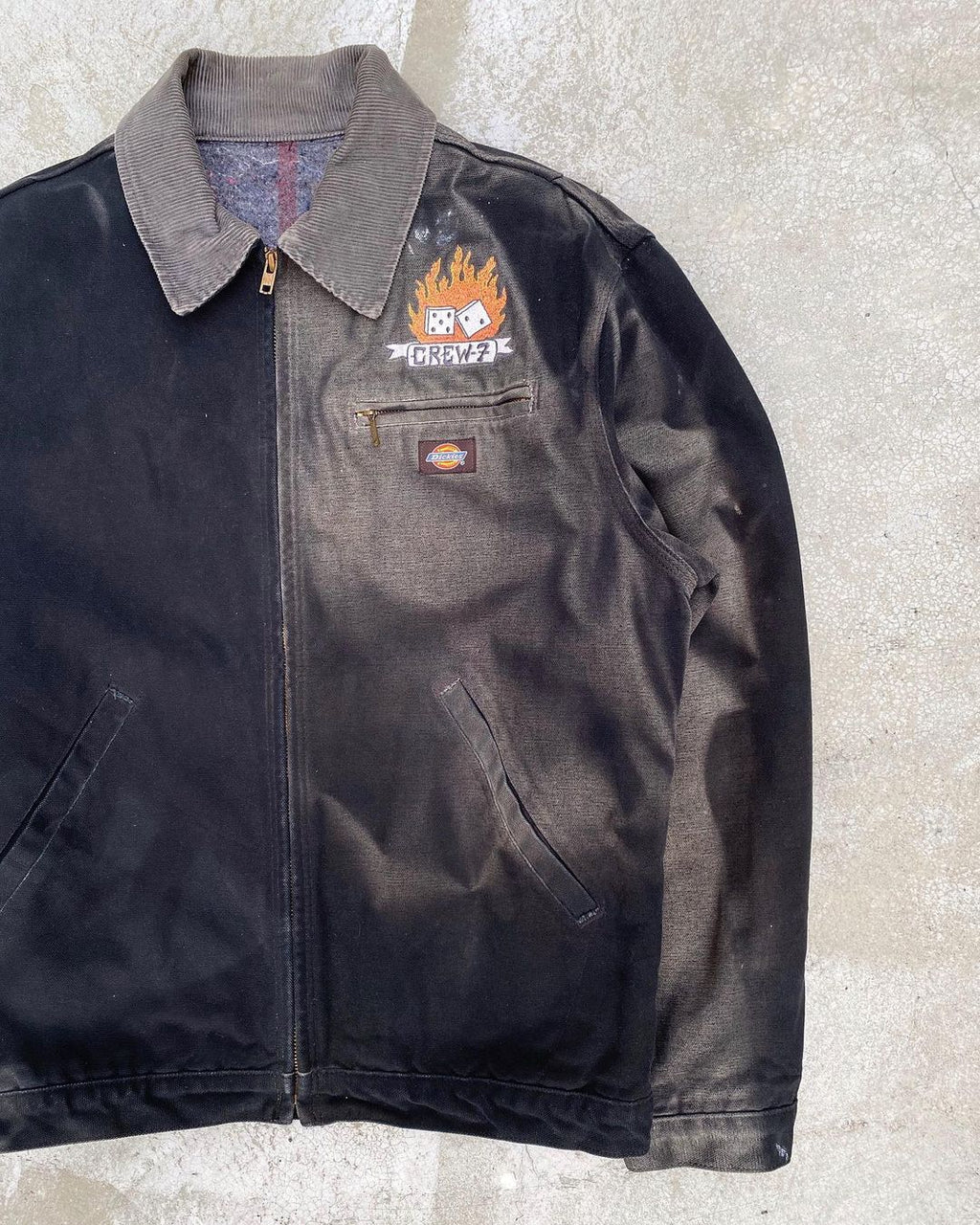 1990S SUN FADED ‘CREW 7’ BLACK DICKIES DETROIT JACKET