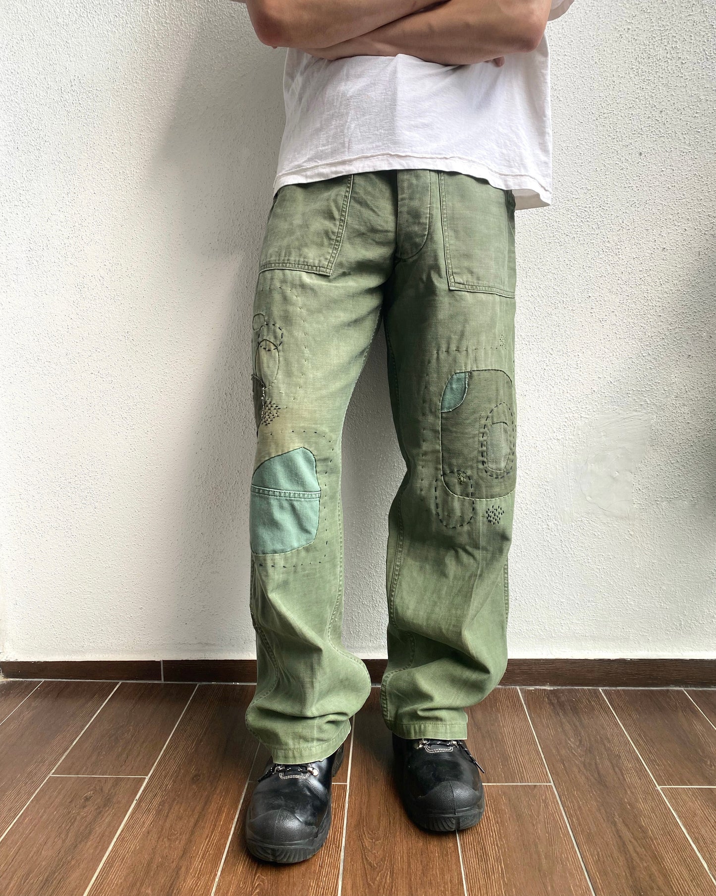 1960S OG-107 SATEEN US ARMY PATCHED TROUSERS (31-34)