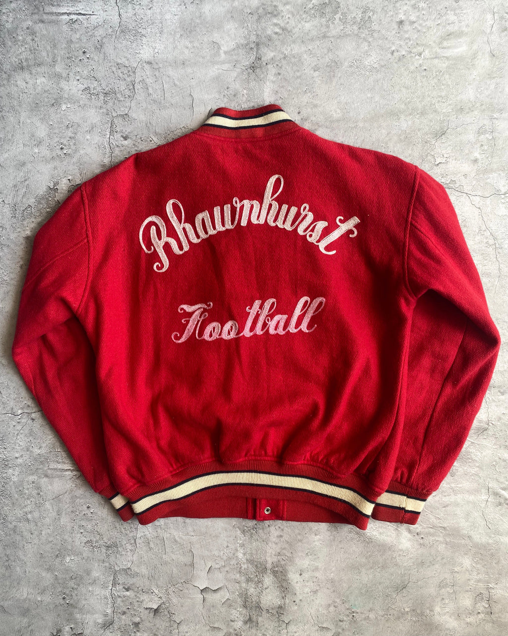 1980S 'RHAUNHUNST FOOTBALL' WOOL VARSITY JACKET (S-L)