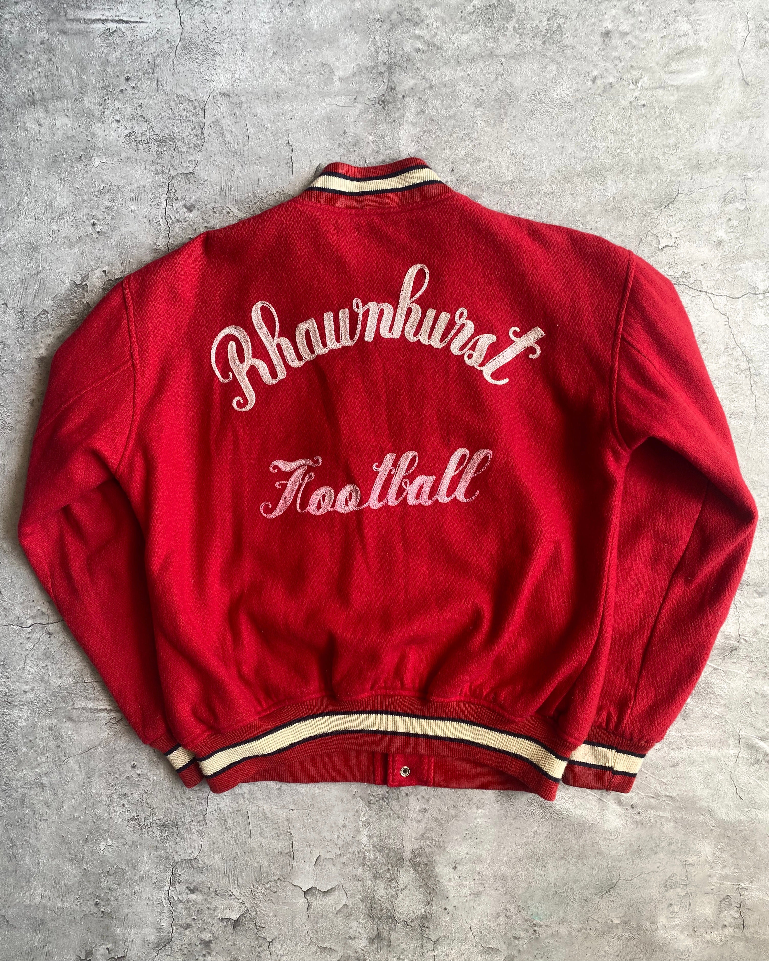 1980S 'RHAUNHUNST FOOTBALL' WOOL VARSITY JACKET (S-L)