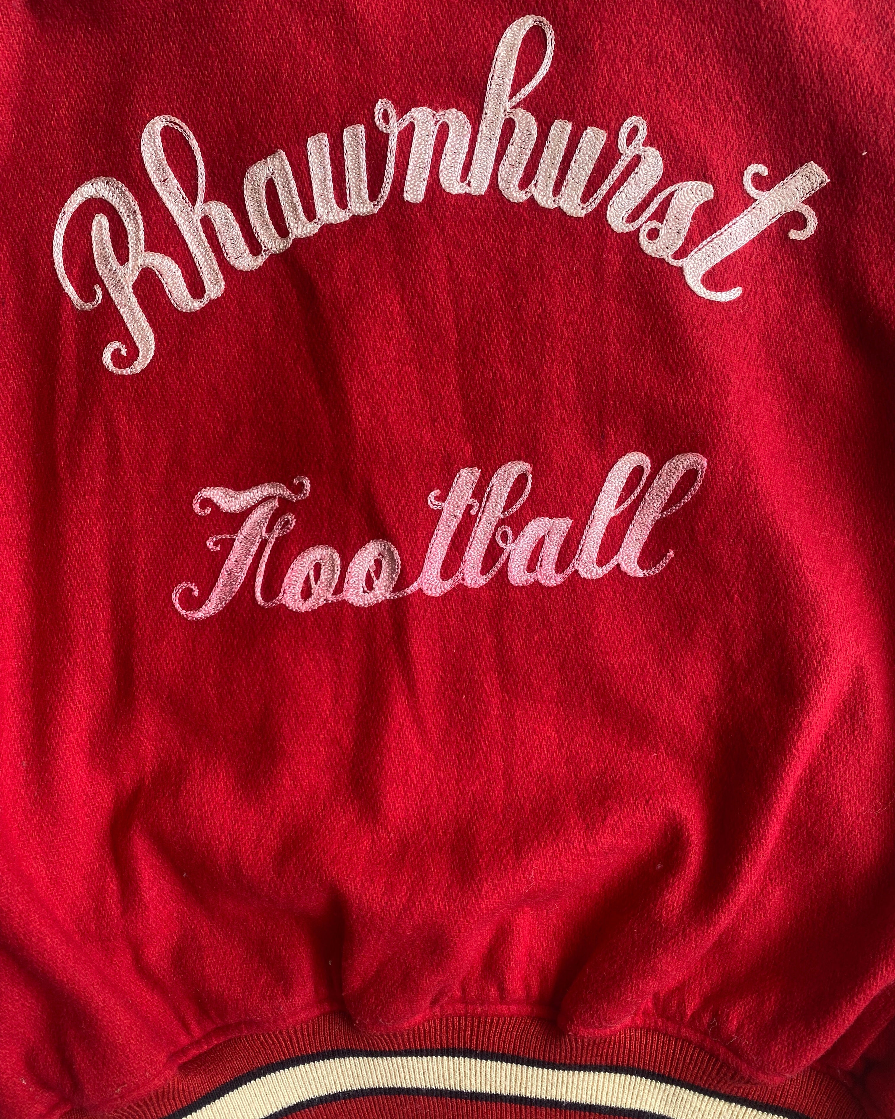 1980S 'RHAUNHUNST FOOTBALL' WOOL VARSITY JACKET (S-L)