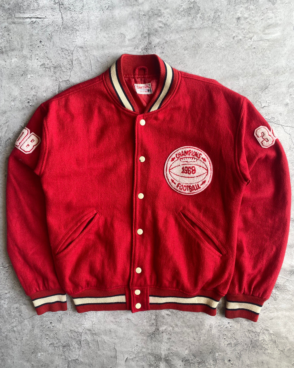 1980S 'RHAUNHUNST FOOTBALL' WOOL VARSITY JACKET (S-L)