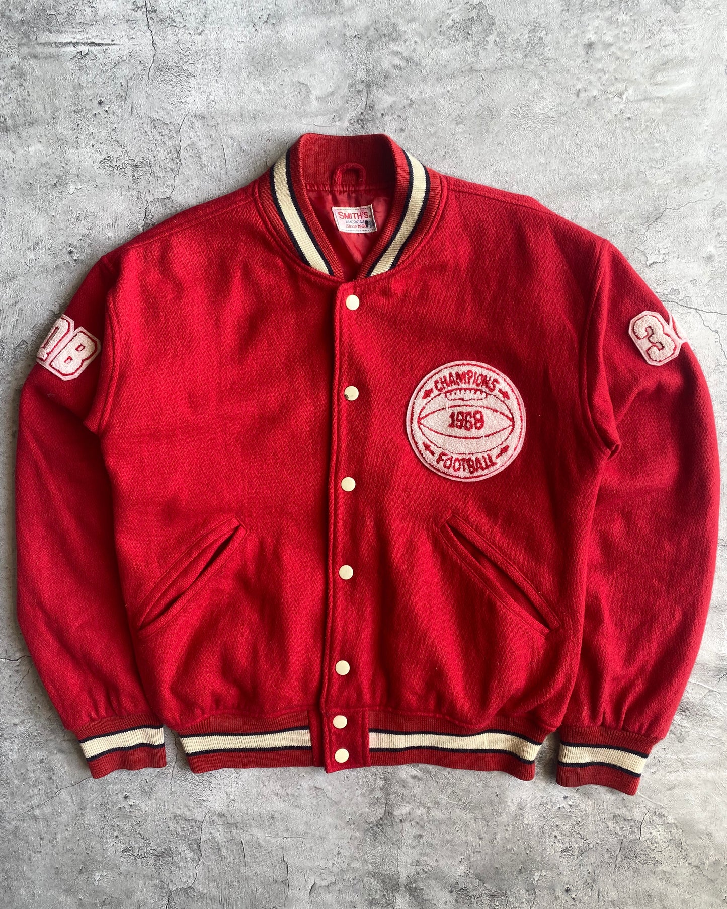 1968 'RHAUNHUNST FOOTBALL' WOOL VARSITY JACKET (S-L)