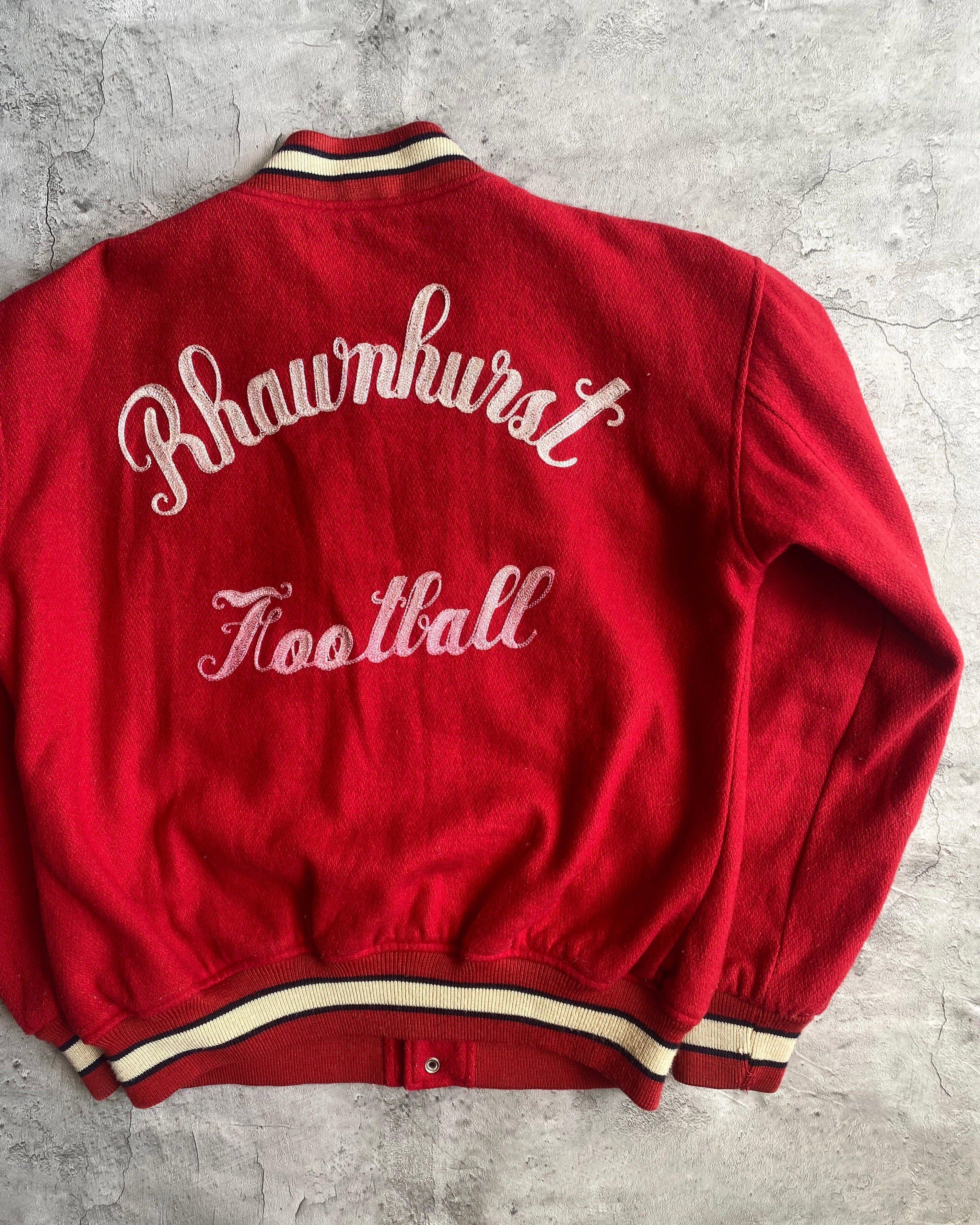 1980S 'RHAUNHUNST FOOTBALL' WOOL VARSITY JACKET (S-L)