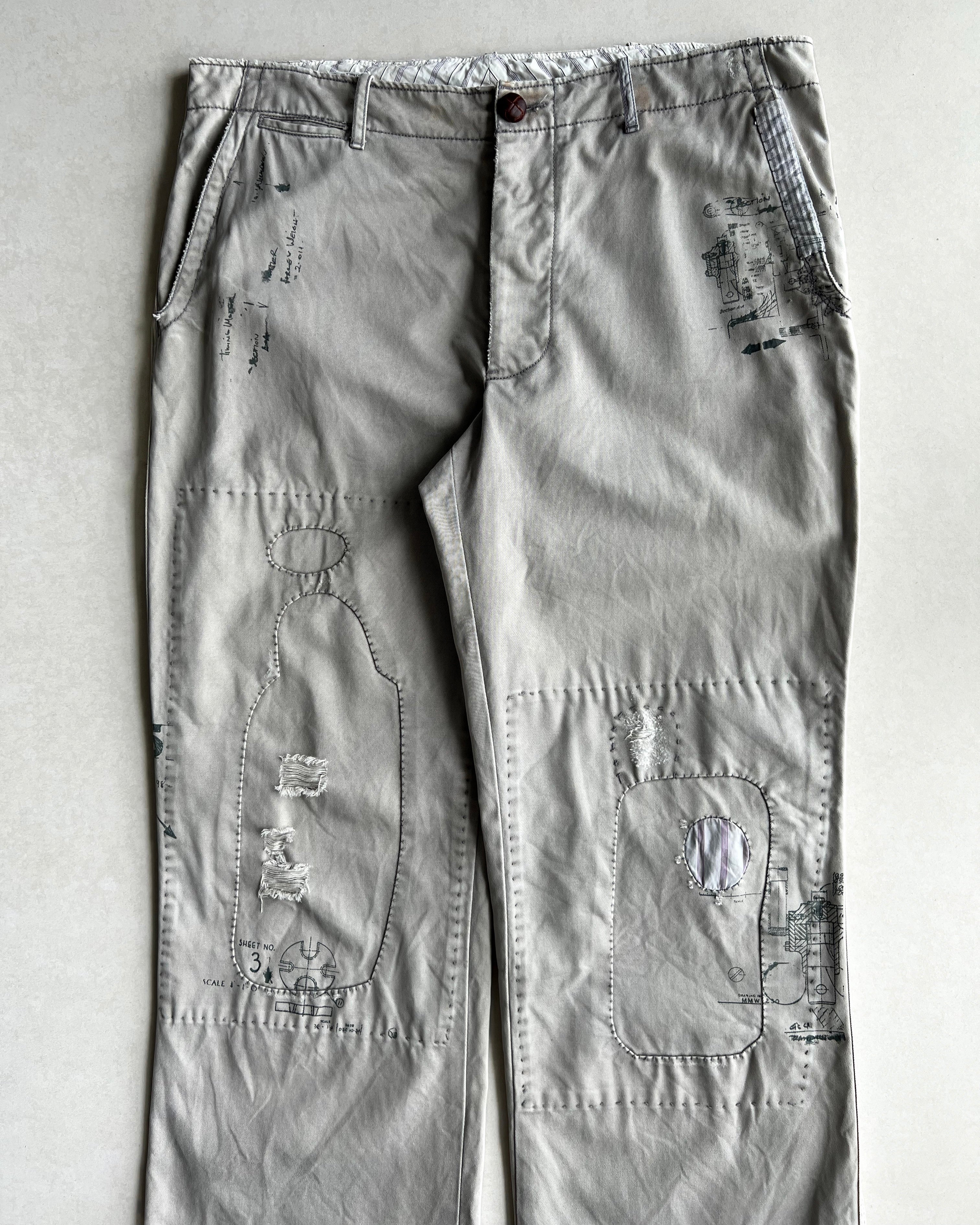 1990S BEIGE RALPH LAUREN REPAIRED TROUSERS (36X34)