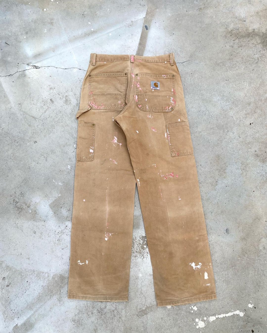 1990s Sun Faded/Painted Carhartt Double Knee Pants