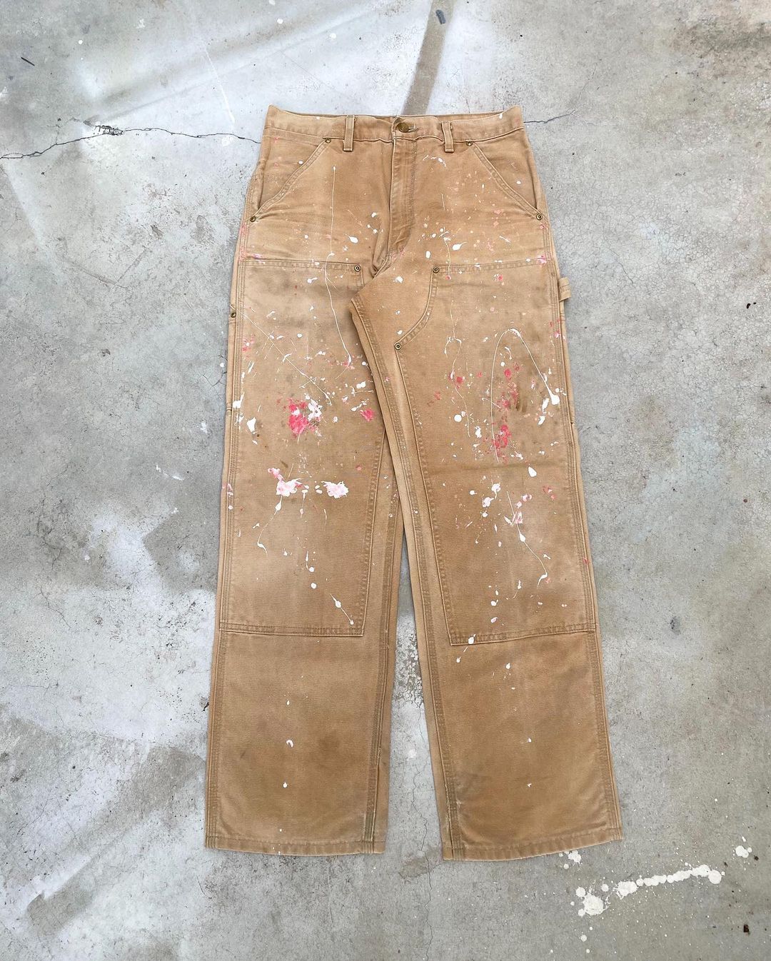 1990s Sun Faded/Painted Carhartt Double Knee Pants