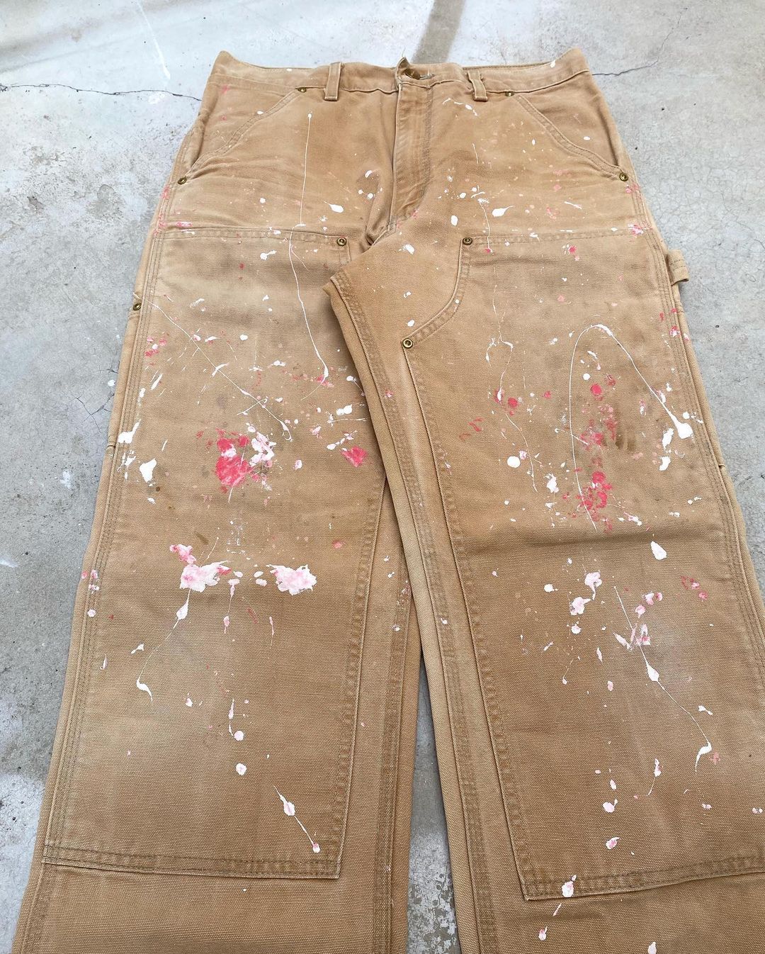 1990s Sun Faded/Painted Carhartt Double Knee Pants