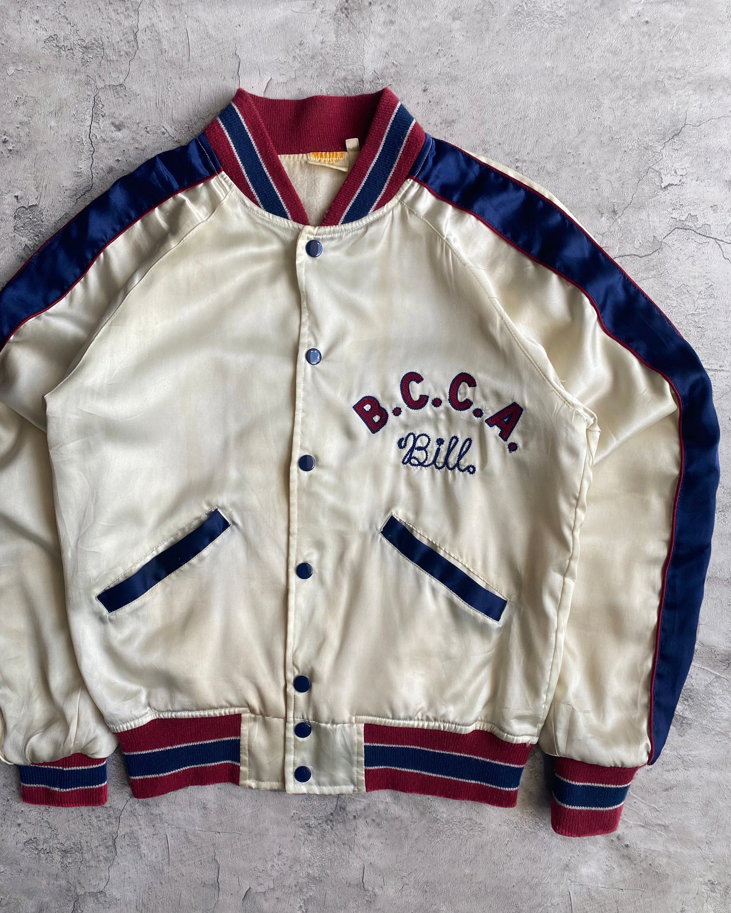 1990S/2000S 'B.C.C.A' SATIN VARSITY JACKET (S/M)