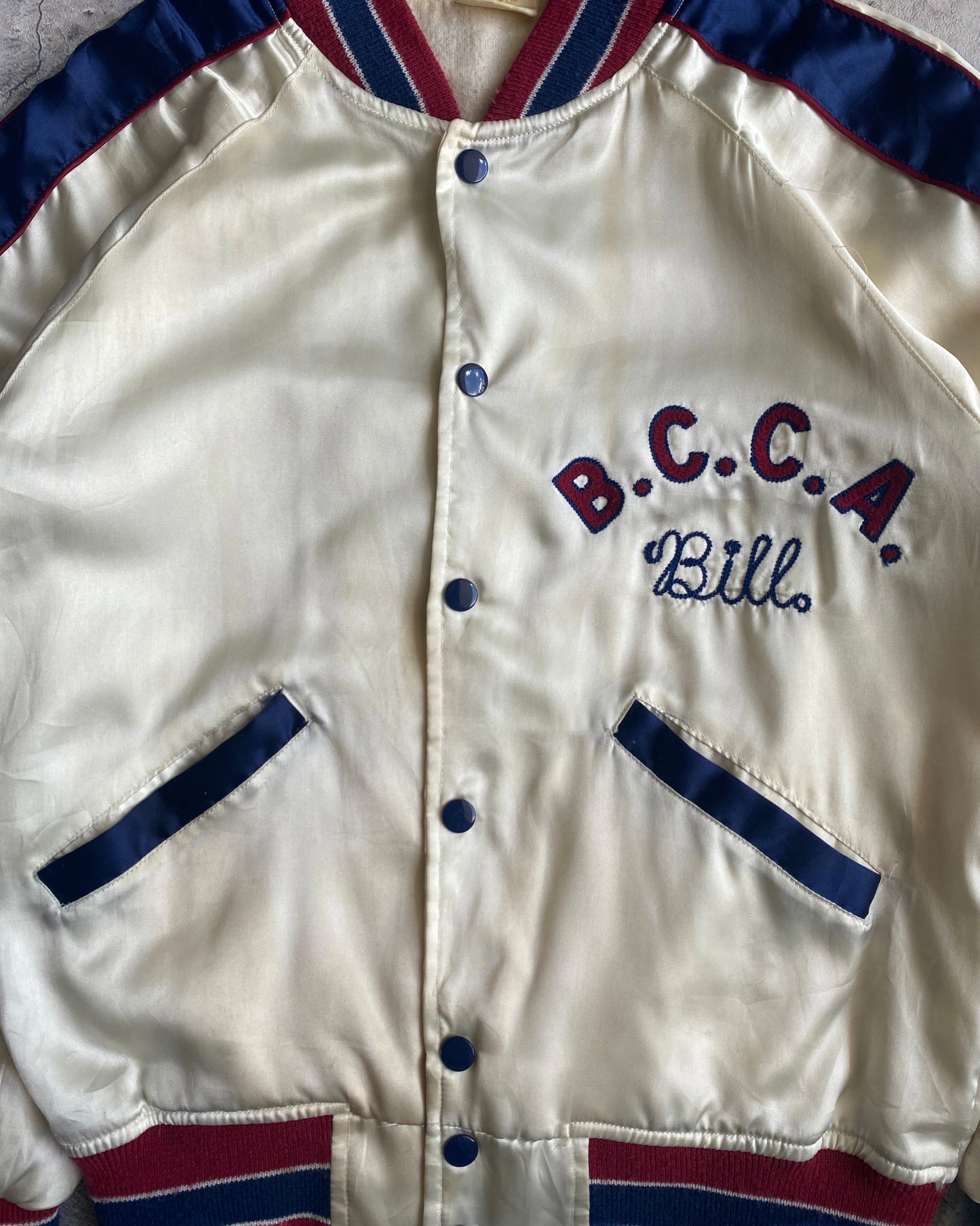 1990S/2000S 'B.C.C.A' SATIN VARSITY JACKET (S/M)