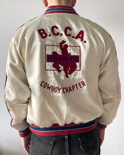 1990S/2000S 'B.C.C.A' SATIN VARSITY JACKET (S/M)