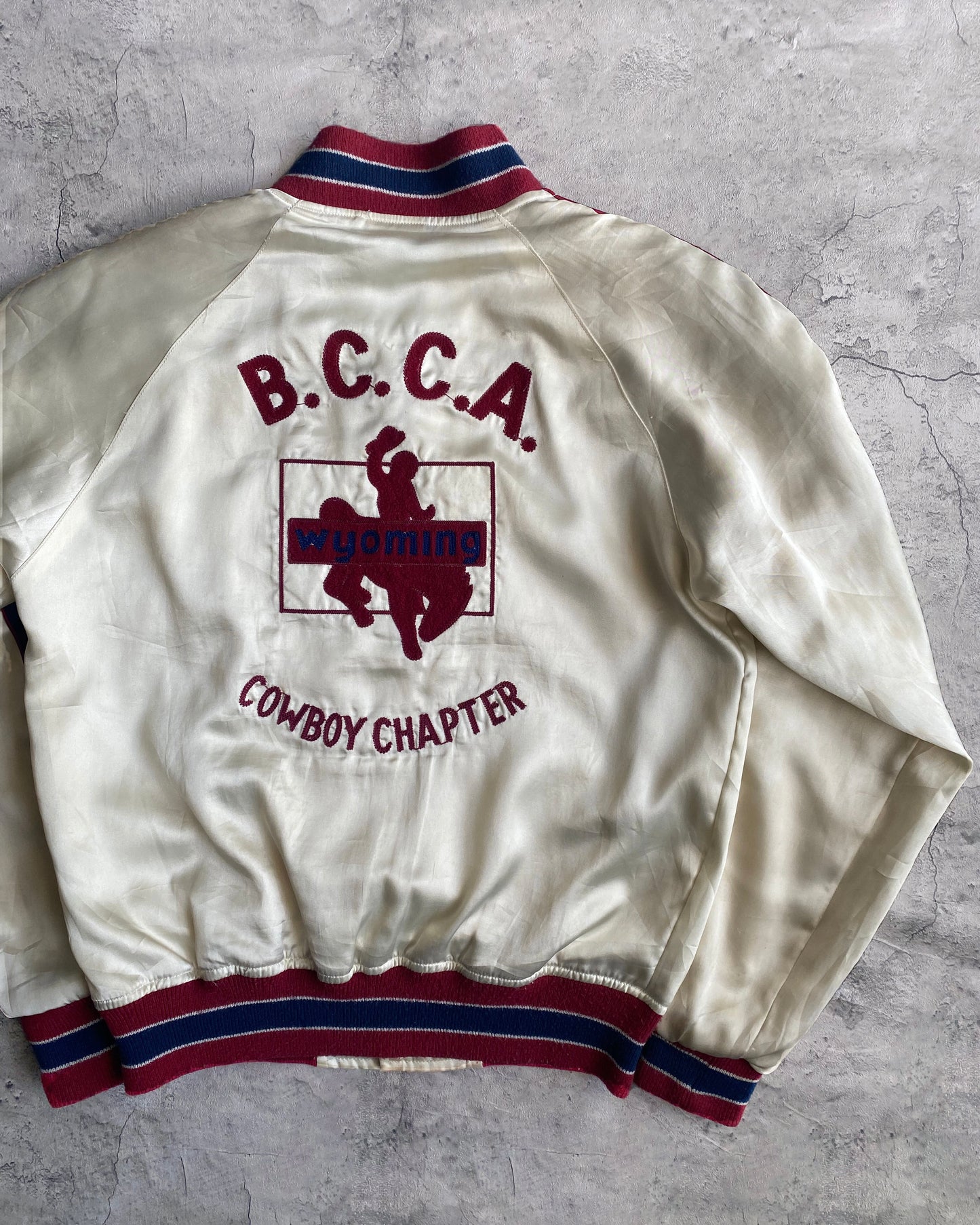 1990S/2000S 'B.C.C.A' SATIN VARSITY JACKET (S/M)