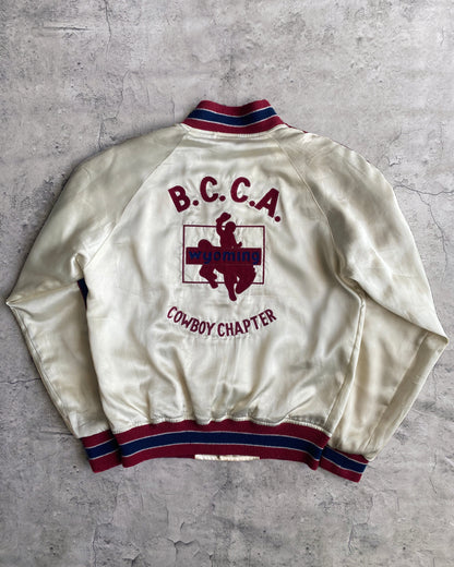 1990S/2000S 'B.C.C.A' SATIN VARSITY JACKET (S/M)