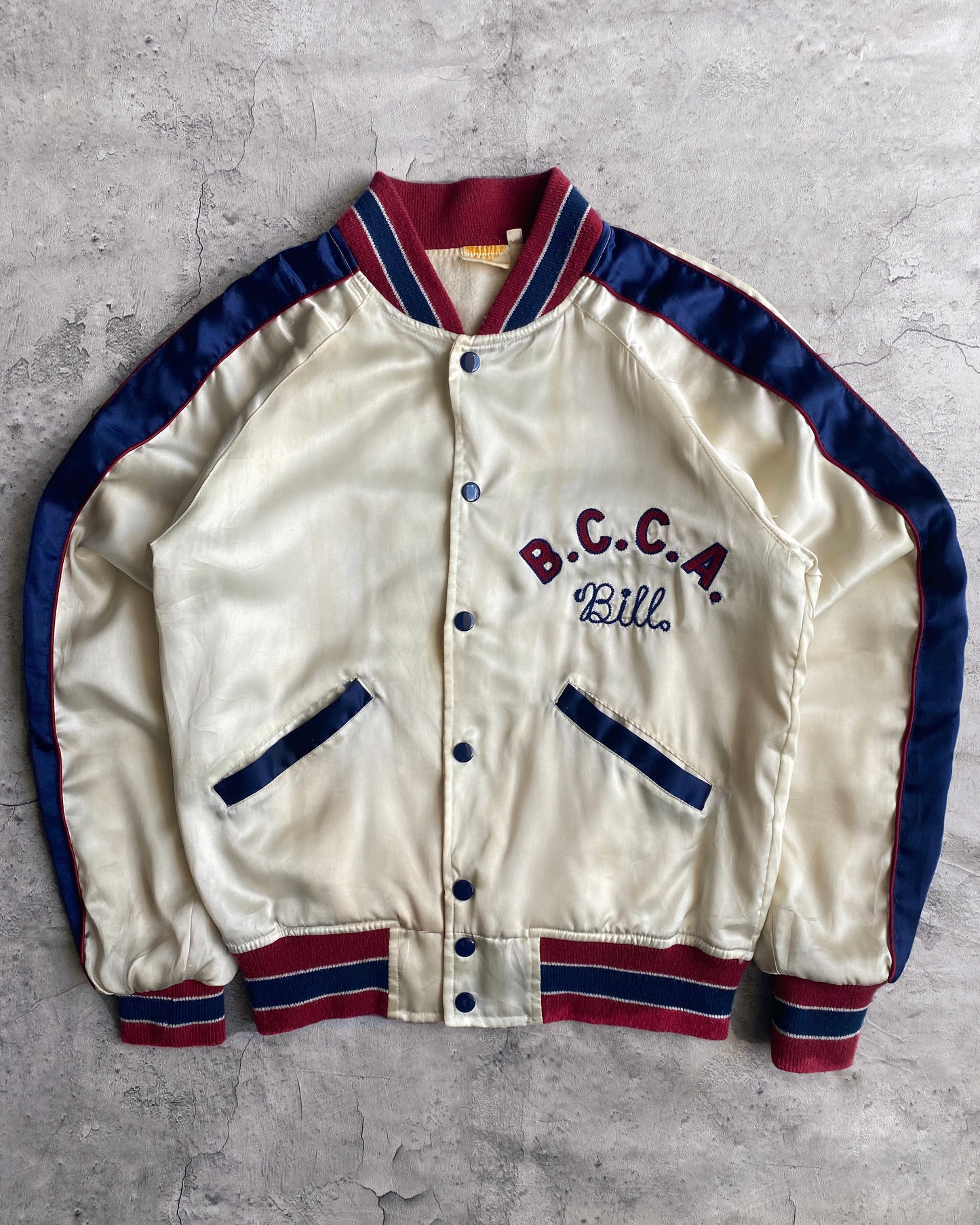 1990S/2000S 'B.C.C.A' SATIN VARSITY JACKET (S/M)