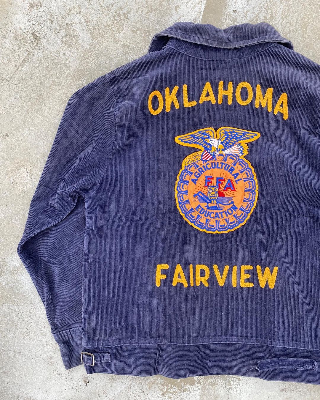1980S ‘OKLAHOMA FAIRVIEW’ FADED FFA CORDUROY JACKET (S/M)