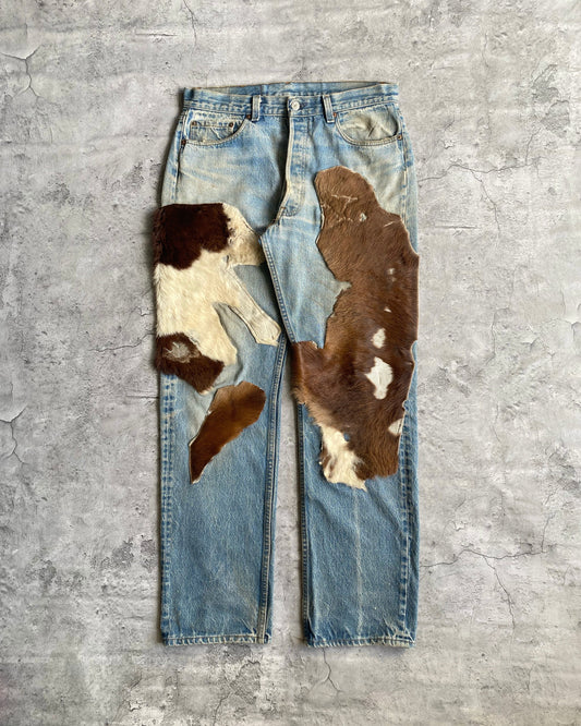 1980S PONY LEATHER/HAIR LEVI'S 501 JEANS (34x32)