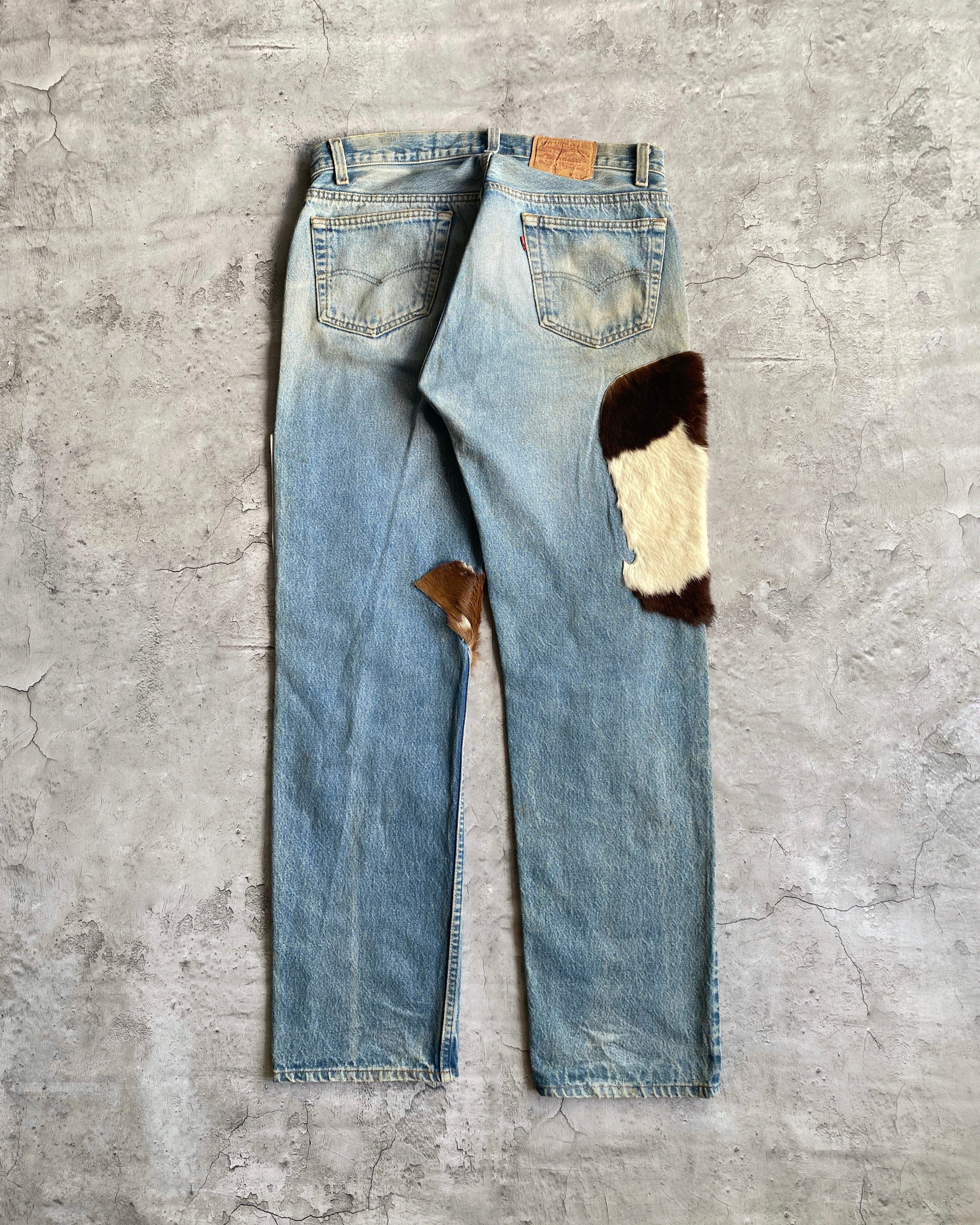 1980S PONY LEATHER/HAIR LEVI'S 501 JEANS (34x32)