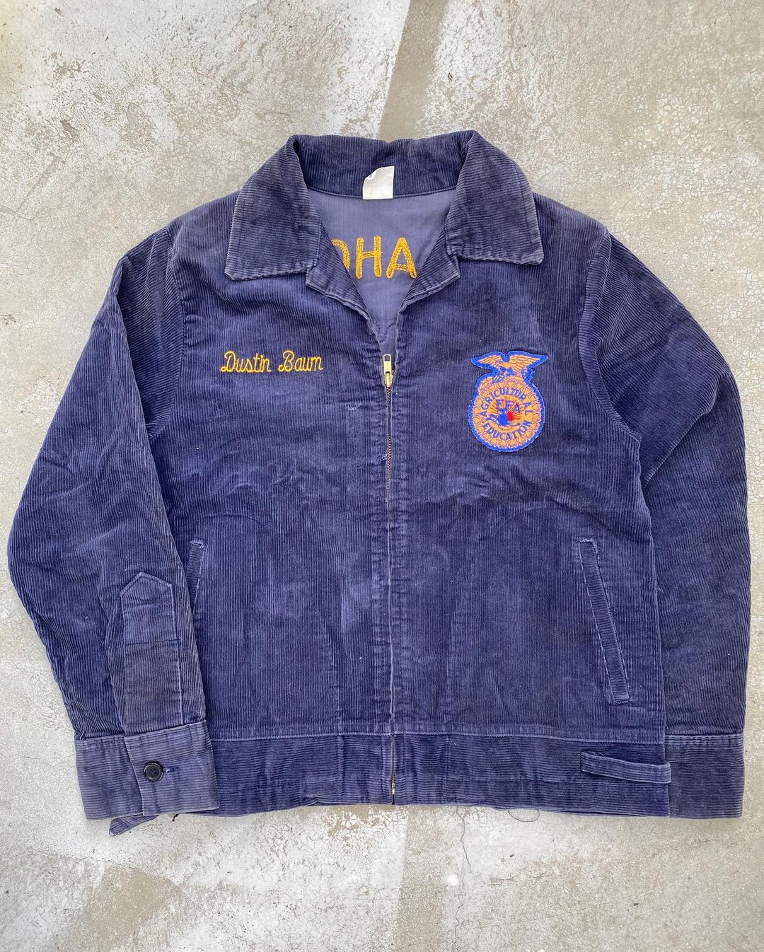 1980S ‘OKLAHOMA FAIRVIEW’ FADED FFA CORDUROY JACKET (S/M)