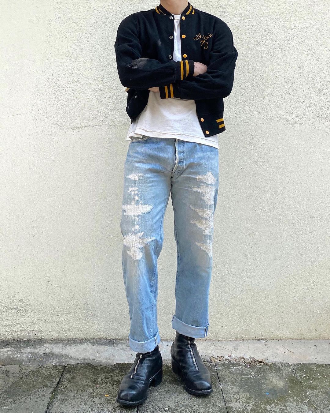 1970S LEVI’S 501 REPAIRED SELVEDGE JEANS (34X32)