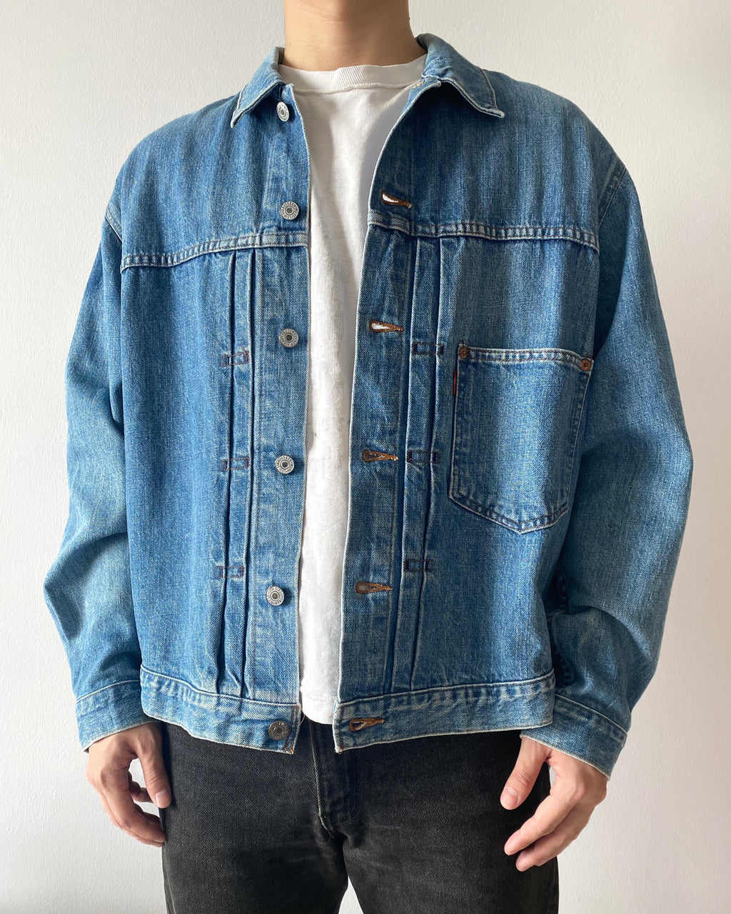 1990S FADED LEVI'S BIG E TYPE I DENIM JACKET (XL)