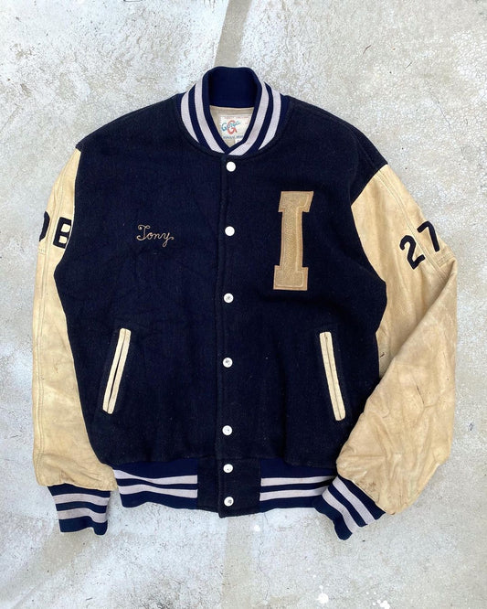 1987 ‘IMMACULATA VARSITY’ LEATHER SLEEVES VARSITY JACKET (M/L)
