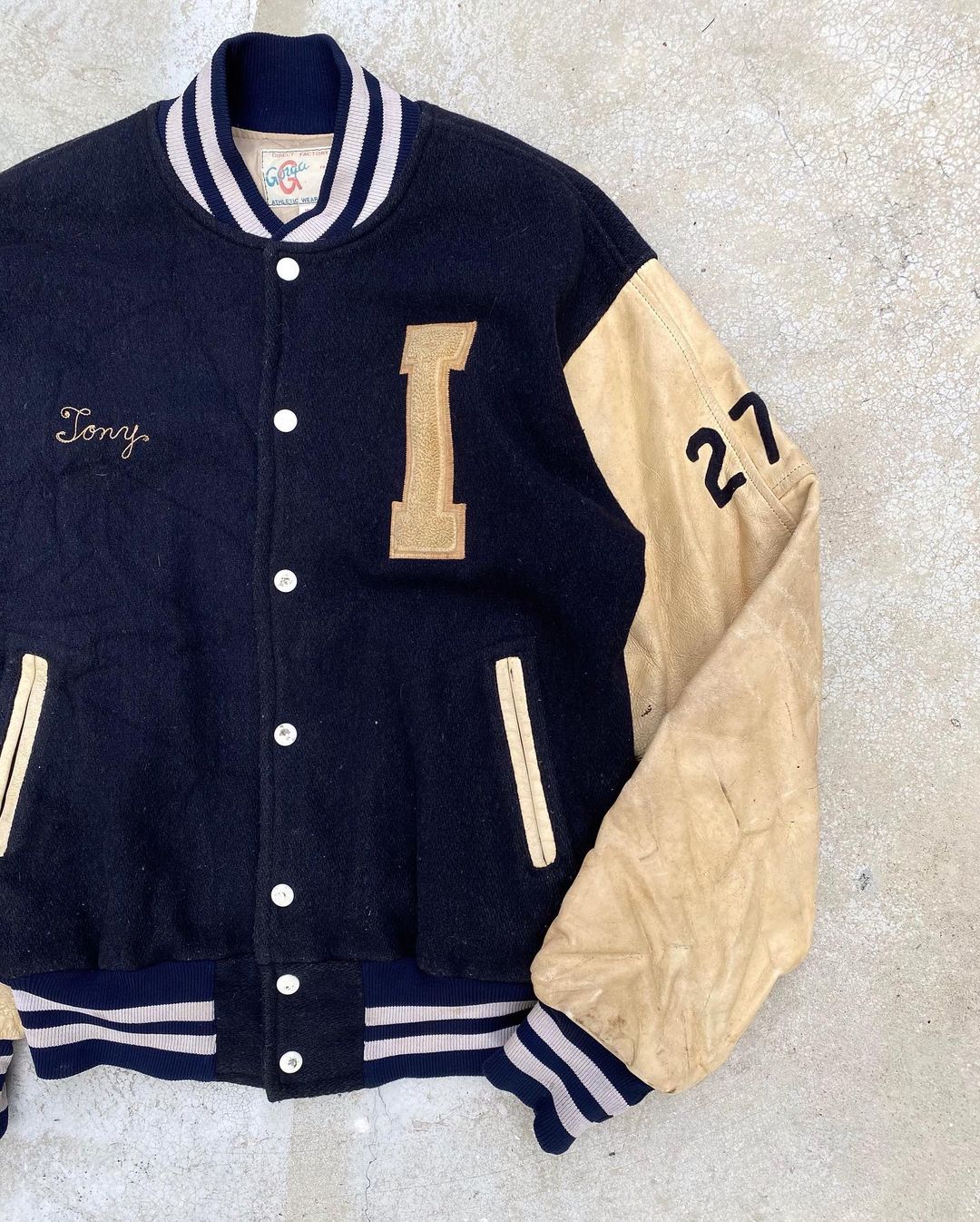 1987 ‘IMMACULATA VARSITY’ LEATHER SLEEVES VARSITY JACKET (M/L)