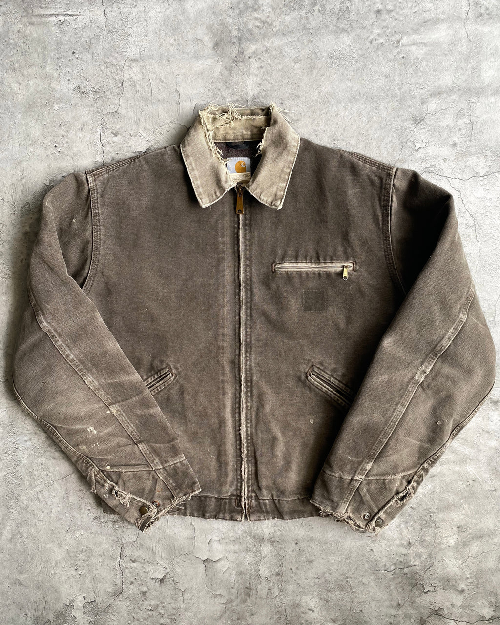 1990S SUN FADED BROWN CARHARTT DETROIT JACKET (M)