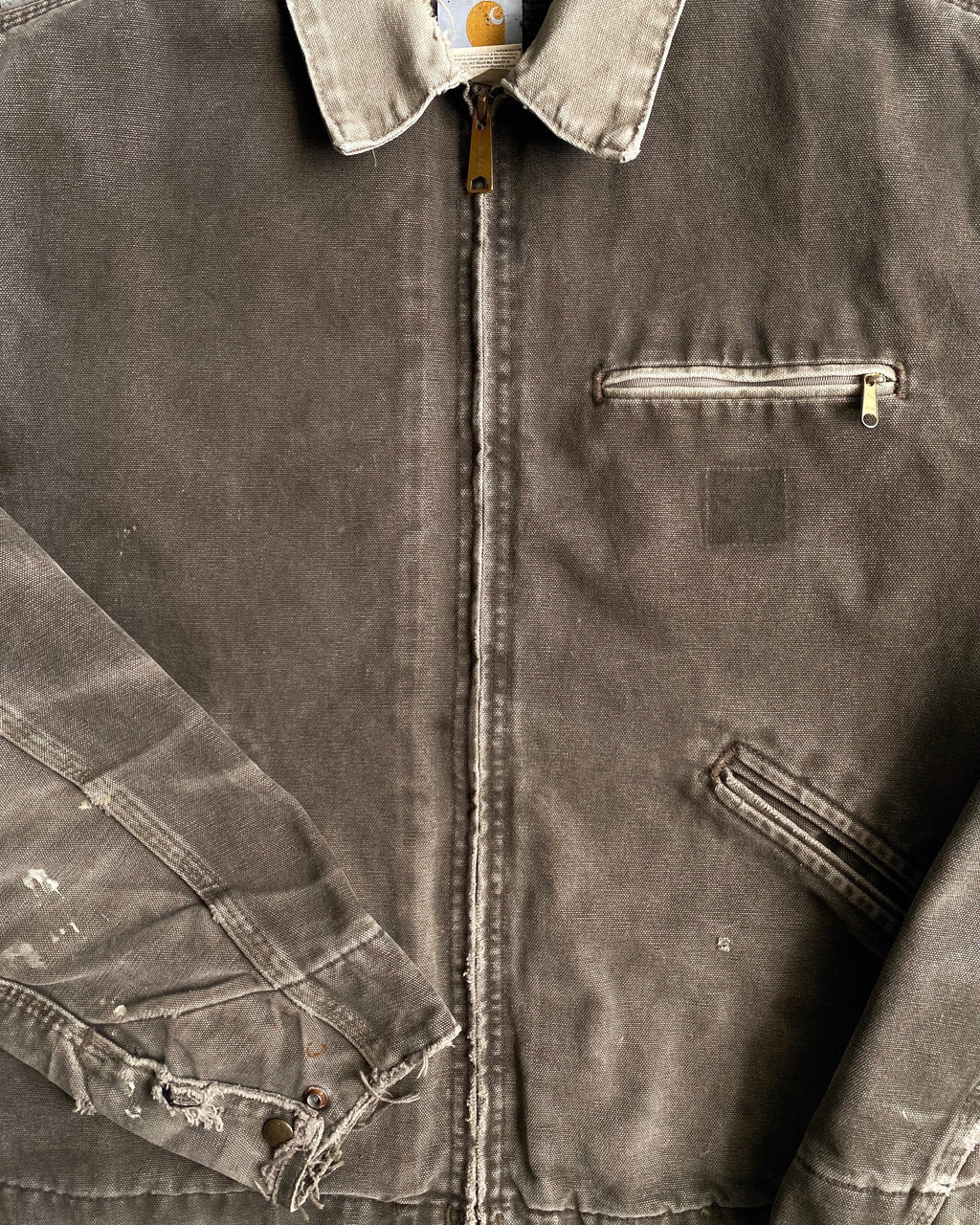 1990S SUN FADED BROWN CARHARTT DETROIT JACKET (M)