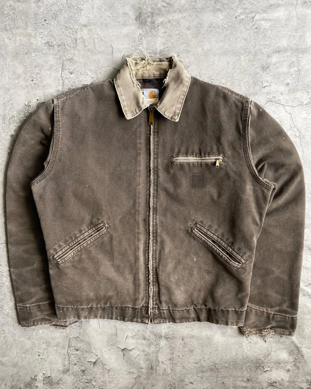 1990S SUN FADED BROWN CARHARTT DETROIT JACKET (M)