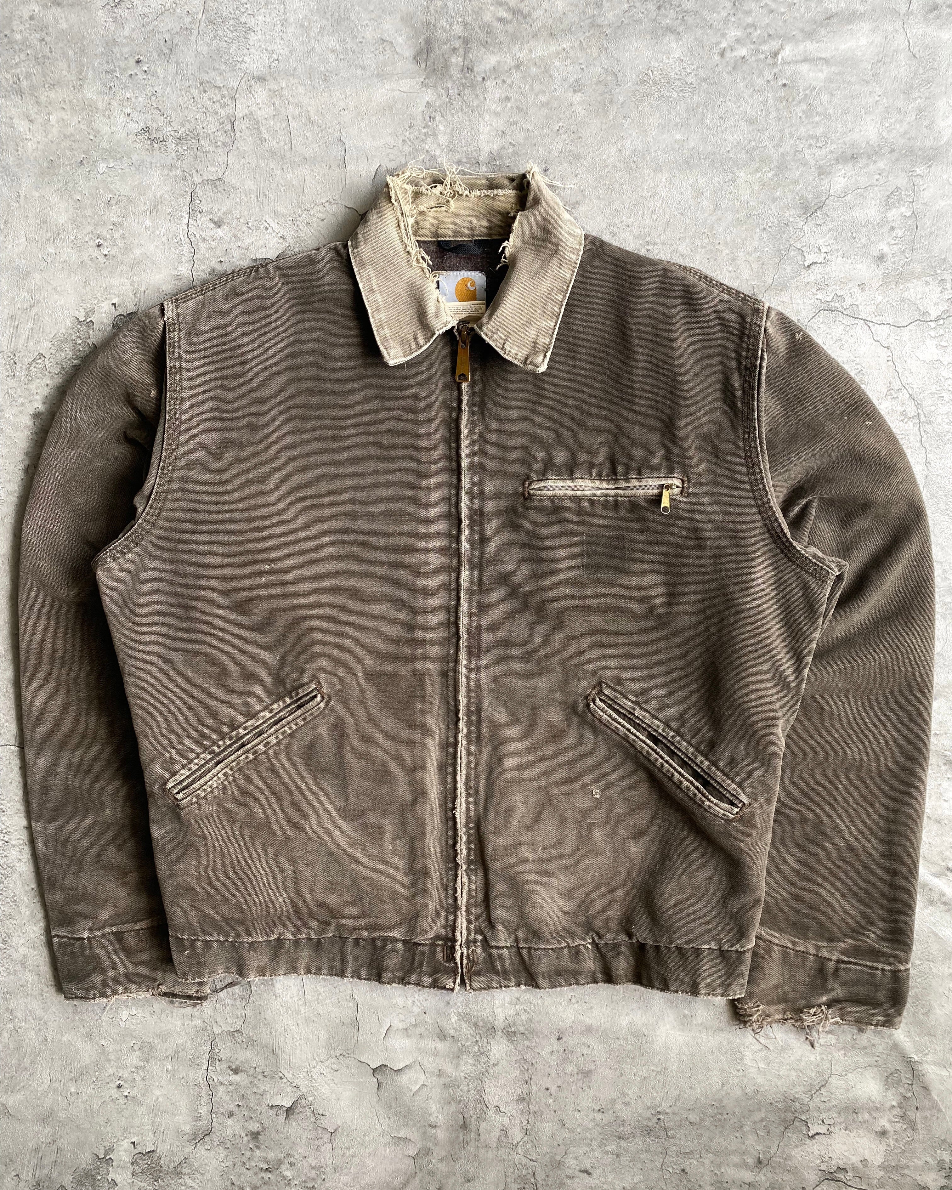 1990S SUN FADED BROWN CARHARTT DETROIT JACKET (M)