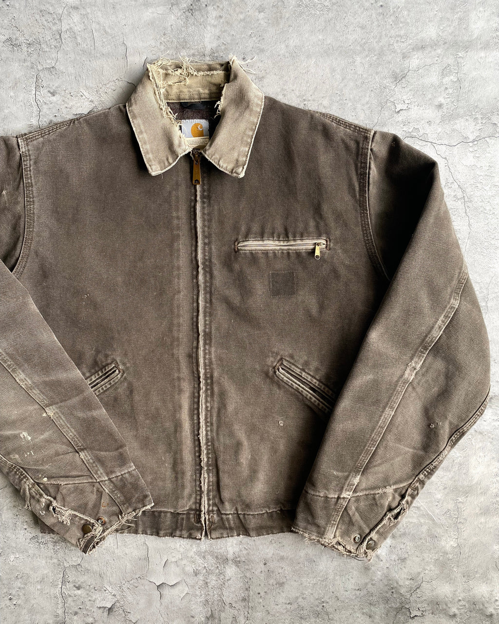 1990S SUN FADED BROWN CARHARTT DETROIT JACKET (M)
