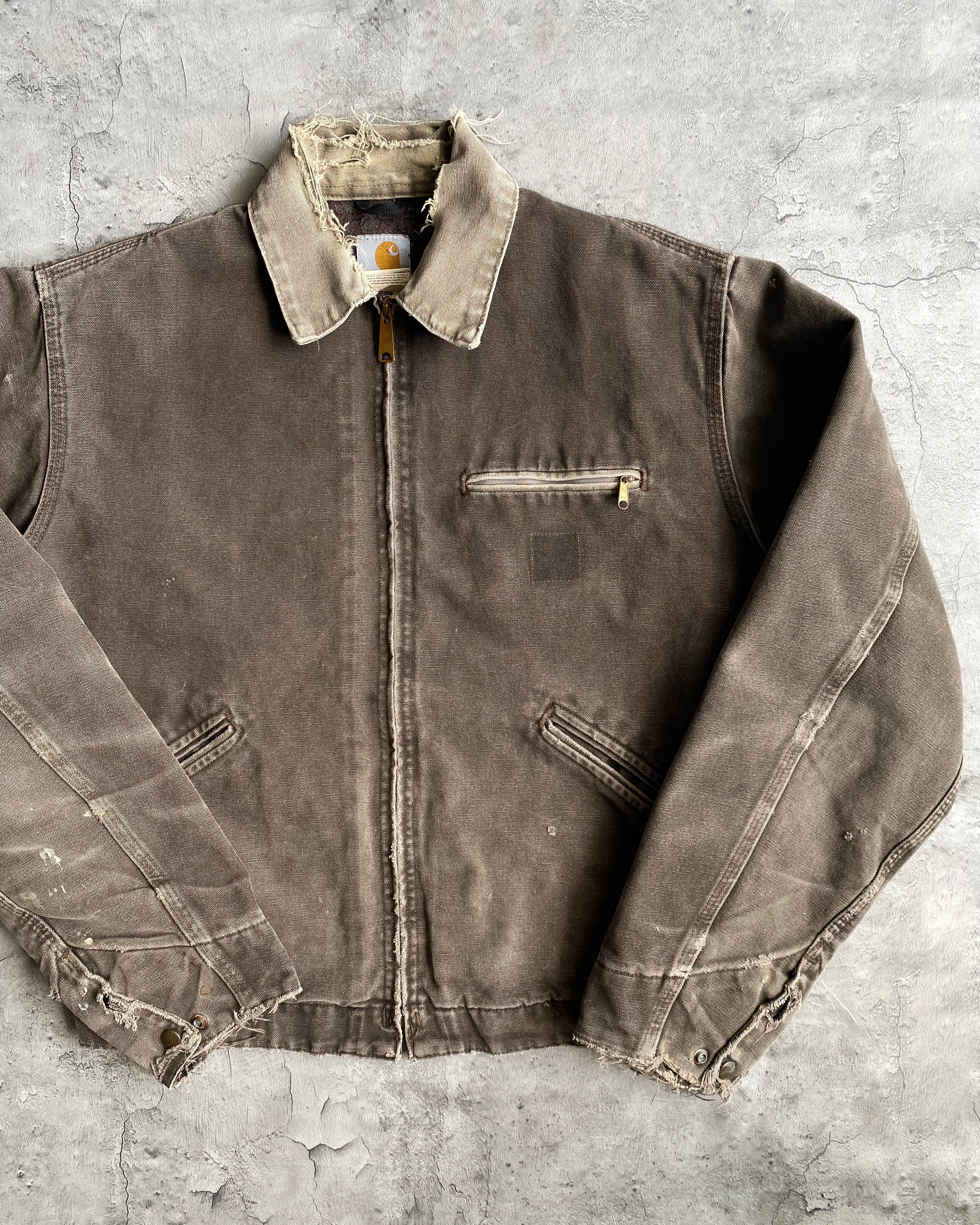 1990S SUN FADED BROWN CARHARTT DETROIT JACKET (M)